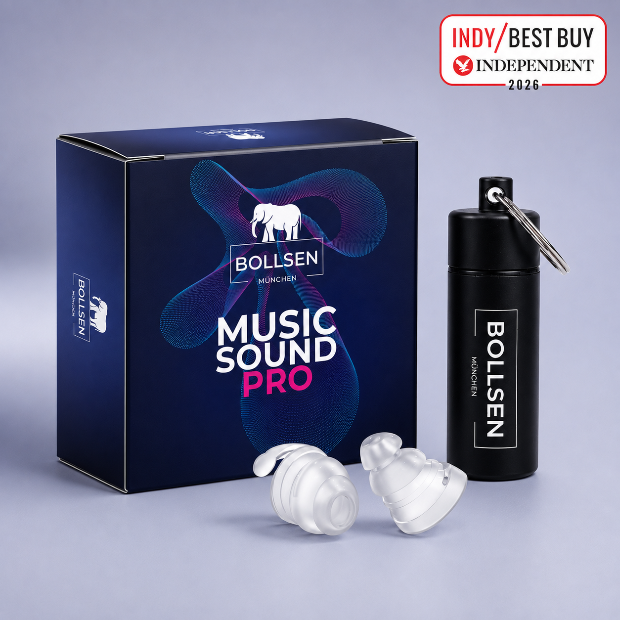BOLLSEN Music SoundPRO earplugs with aluminium case — flat-attenuation earplugs for musicians
